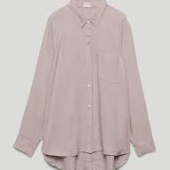 White/pumice grey Wilfred Free Boyfriend Button-Up Shirt - Picture 2 of 6